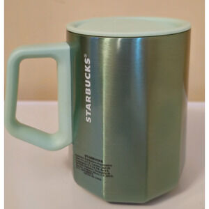 Starbucks Mint Green Beveled Stainless Steel Travel Mug 12oz LATAM limited